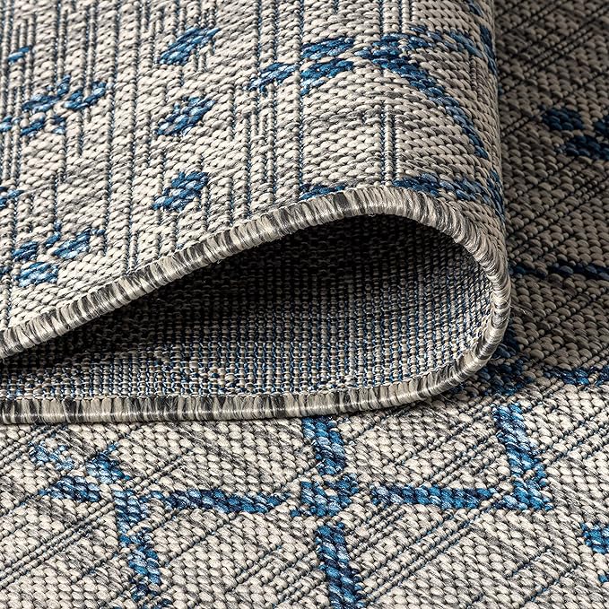 JONATHAN Y Moroccan Geometric Indoor Outdoor Runner Rug 2X8 Light Gray/Navy - Image 5