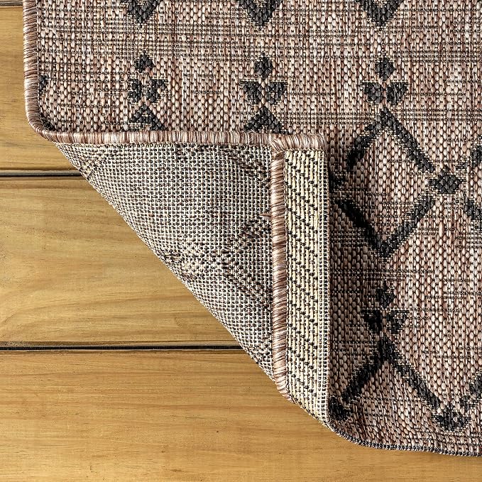 JONATHAN Y Moroccan Geometric Indoor Outdoor Area Rug 5X8 Natural/Black - Image 5