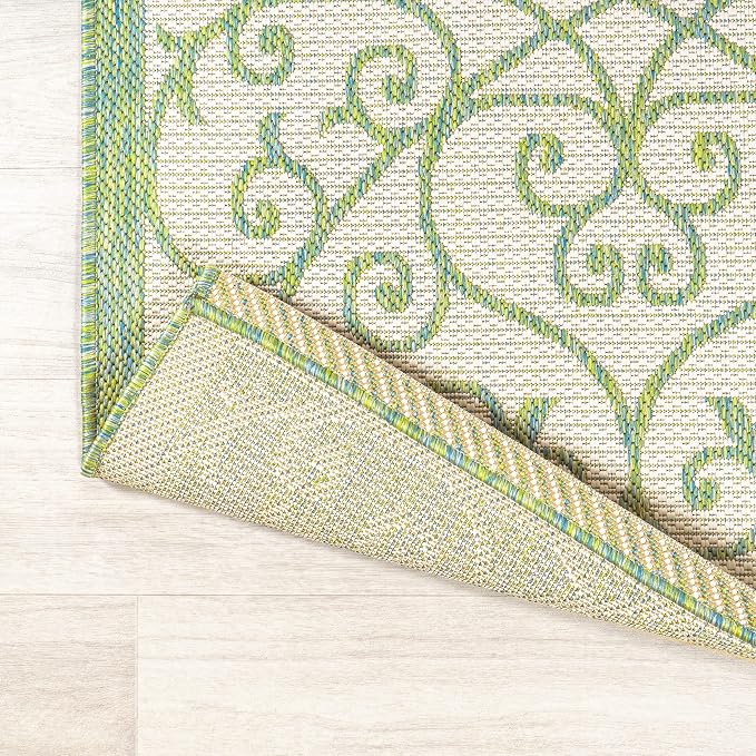 JONATHAN Y Vintage Filigree Indoor Outdoor Area Rug 9X12 Cream/Green, Madrid - Image 5