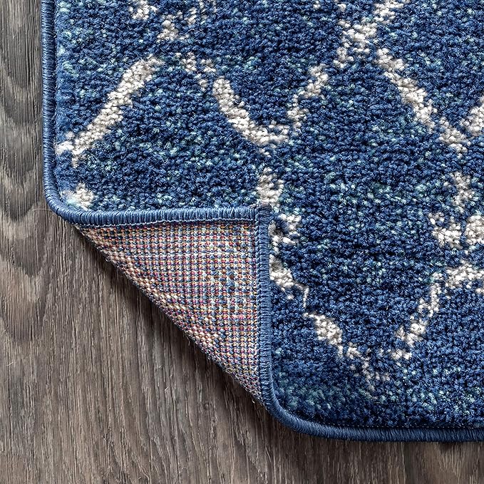 JONATHAN Y Boho Vintage Diamond Blue/White Runner Rug 2X8 ft, Moroccan Hype - Image 3