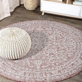 JONATHAN Y Boho Medallion Indoor Outdoor Round Area Rug 4 Ft Red/Taupe by JONATHANY