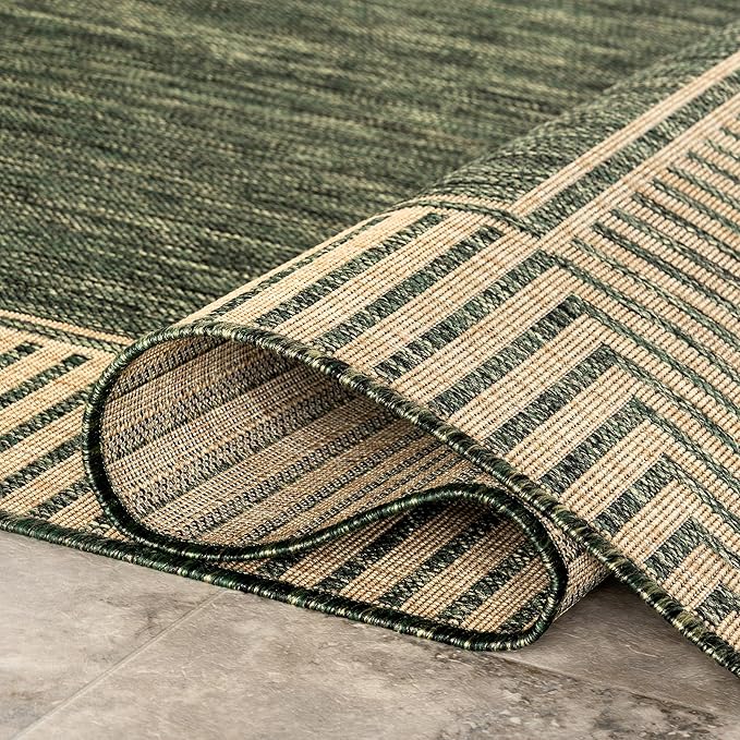 Nuloom Asha Green/Brown, Striped Border, Soft and Cozy, High Traffic, Easy Clean - Image 7