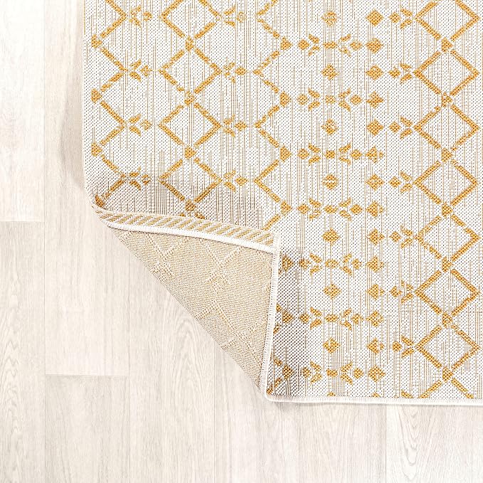 JONATHAN Y Moroccan Geometric Indoor Outdoor Square Area Rug 5X5 Cream/Yellow - Image 3