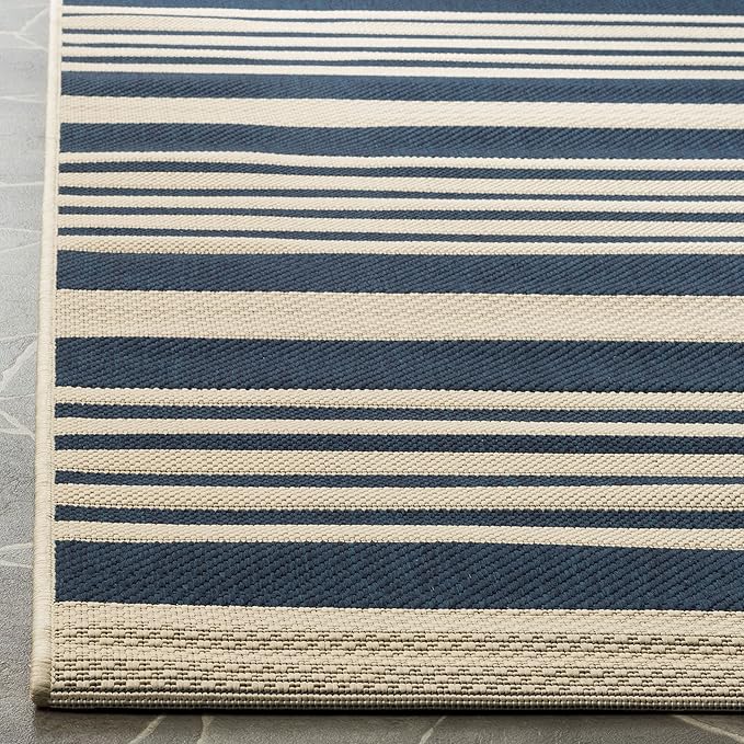 SAFAVIEH Courtyard Collection 2'3" x 16' Navy/Beige CY6062 Stripe Indoor/ - Image 3