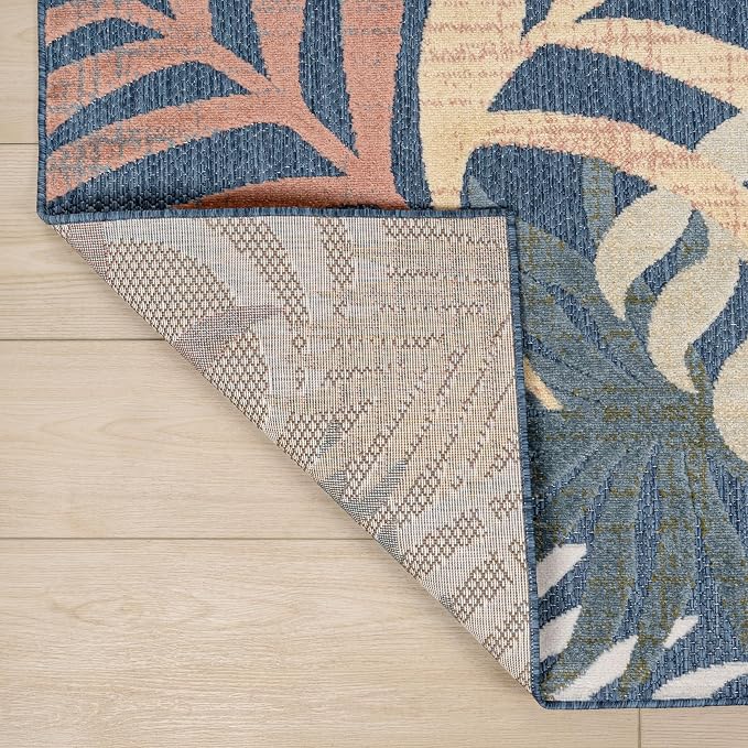 JONATHAN Y Tropics Palm Leaves Indoor Outdoor Area Rug 5x8 Dark Blue/Multi - Image 5