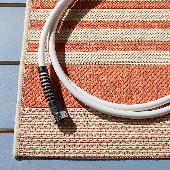 SAFAVIEH Courtyard Collection 2'3" x 22' Terracotta/Beige CY6062 Stripe Indoor/ - Image 3