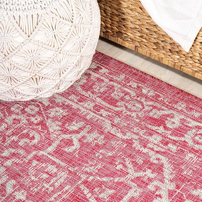 JONATHAN Y Boho Medallion Indoor Outdoor Runner Rug 2X8 Fuchsia/Light Gray - Image 5