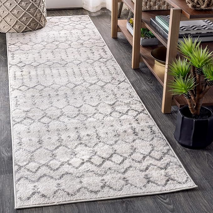 JONATHAN Y Boho Vintage Diamond Cream/Gray Runner Rug 2X10 ft, Moroccan Hype by JONATHANY
