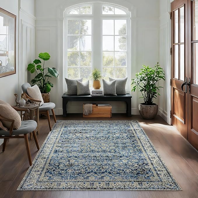 3x5 Front Door Rug Indoor Entrance Blue Bathroom Rugs Non Slip Washable Soft - Image 8