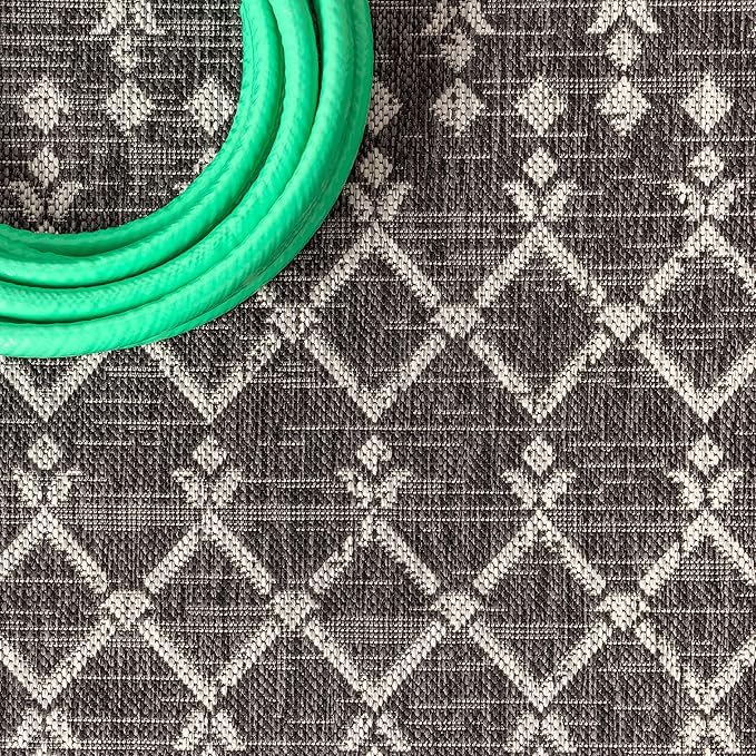 JONATHAN Y Moroccan Geometric Indoor Outdoor Runner Rug 2X8 Black/Gray - Image 4