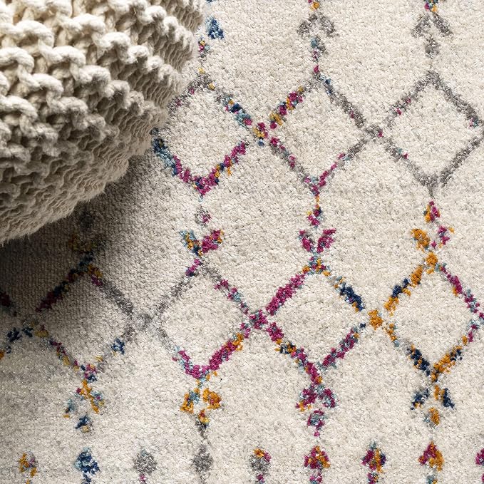 JONATHAN Y Boho Vintage Diamond Ivory/Multi Runner Rug 2X10 ft, Moroccan Hype - Image 3