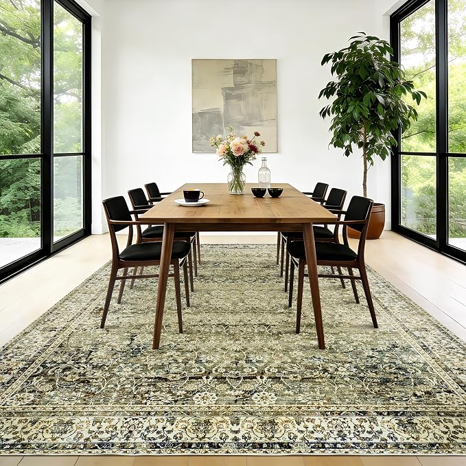 Large Boho Area Rugs 8x10 for Living Room, Low Pile Stain Resistant Neutral - Image 5