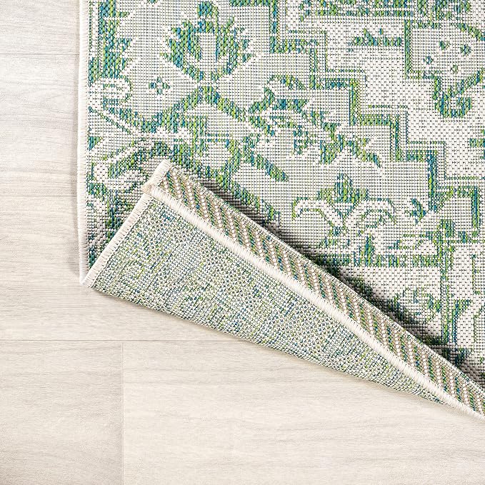 JONATHAN Y Boho Medallion Indoor Outdoor Area Rug 8X10 Green/Cream, Estrella - Image 5