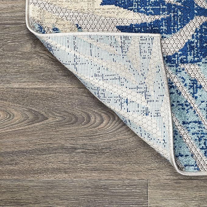 JONATHAN Y Tropics Palm Leaves Indoor Outdoor Area Rug 5X8 Gray/Blue, Boho - Image 10