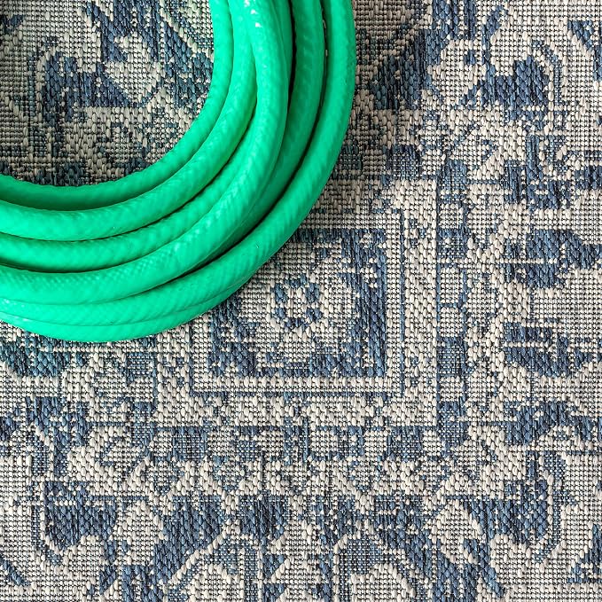 JONATHAN Y Boho Medallion Indoor Outdoor Square Area Rug 8X8 Navy/Gray - Image 3