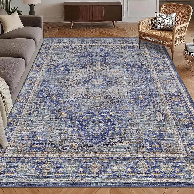 Washable Area Rug 8' x 10' Vintage Traditional Persian Mat by Unknown