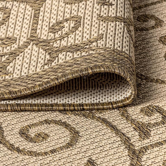 JONATHAN Y Vintage Filigree Indoor Outdoor Round Area Rug 5 Ft Beige/Brown - Image 5