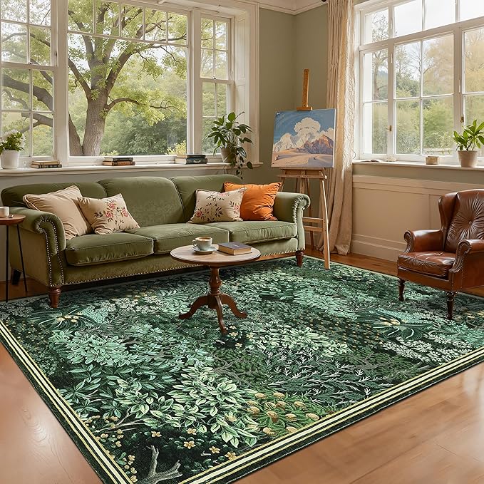 GarveeHome Forest Rugs 6x9, Botanical Low Pile Non Slip Stain Resistance - Image 8