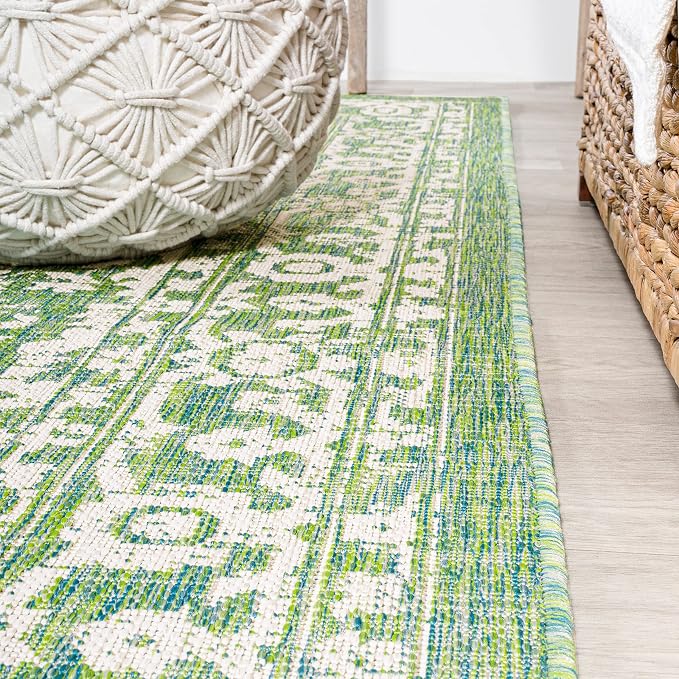 JONATHAN Y Boho Medallion Indoor Outdoor Area Rug 3X5 Cream/Green, Malta - Image 8