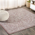 JONATHAN Y Boho Medallion Indoor Outdoor Square Area Rug 3X3 Red/Taupe by JONATHANY