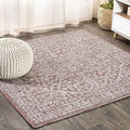 JONATHAN Y Boho Medallion Indoor Outdoor Square Area Rug 9X9 Red/Taupe by JONATHANY