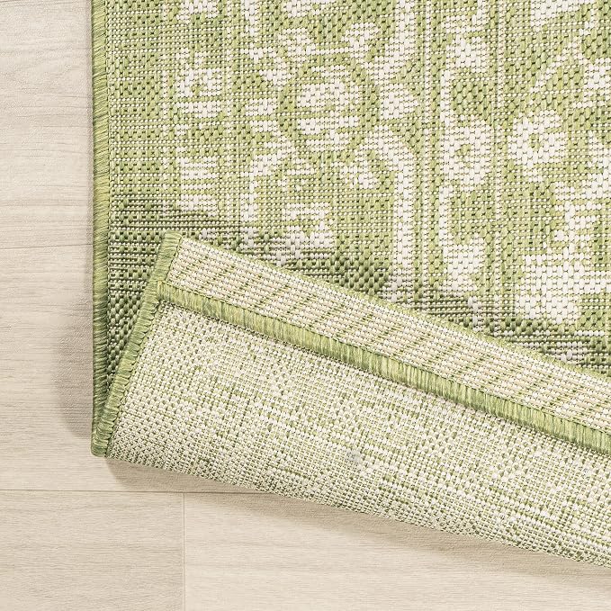 JONATHAN Y Boho Medallion Indoor Outdoor Area Rug 4X6 Green/Cream, Malta - Image 5