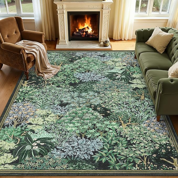 GarveeHome Forest Rugs 5x7, Botanical Low Pile Non Slip Stain Resistance - Image 3