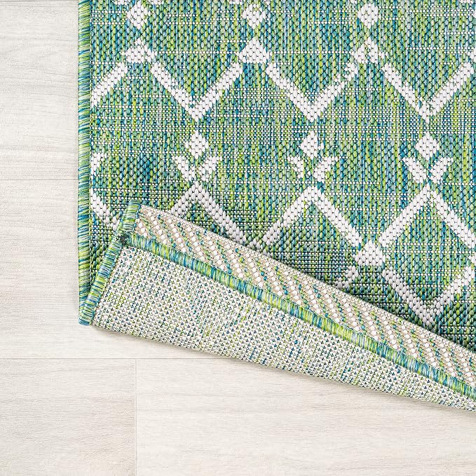 JONATHAN Y Moroccan Geometric Indoor Outdoor Area Rug 4X6 Green/Cream, Ourika - Image 5
