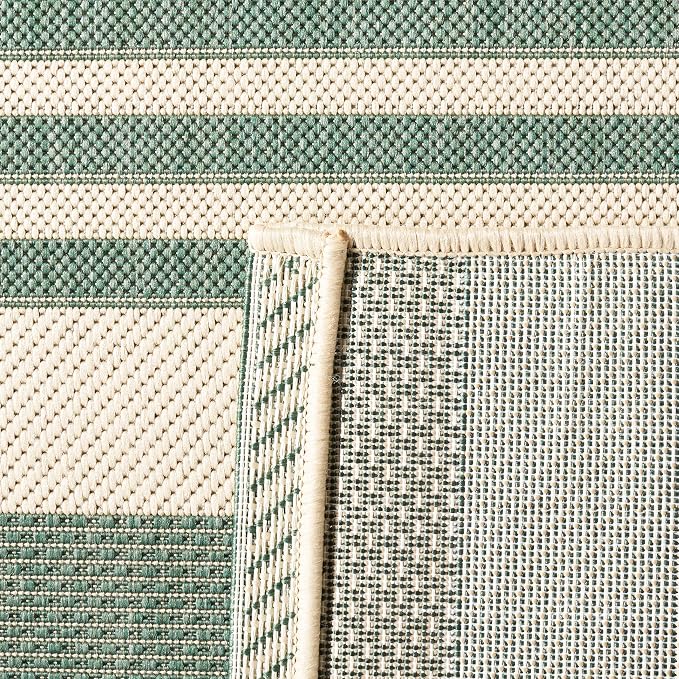 SAFAVIEH Courtyard Collection 2'7" x 5' Beige/Dark Green CY6062 Stripe Indoor/ - Image 7