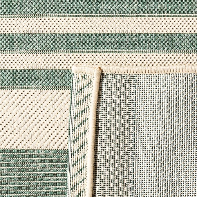 SAFAVIEH Courtyard Collection 4' x 5'7" Beige/Dark Green CY6062 Stripe Indoor/ - Image 8