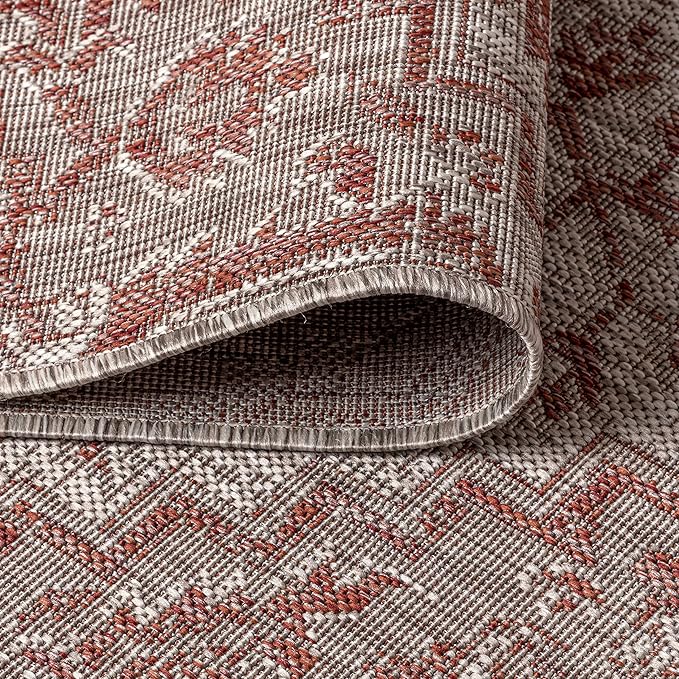 JONATHAN Y Boho Medallion Indoor Outdoor Area Rug 4X6 Red/Taupe, Estrella - Image 6