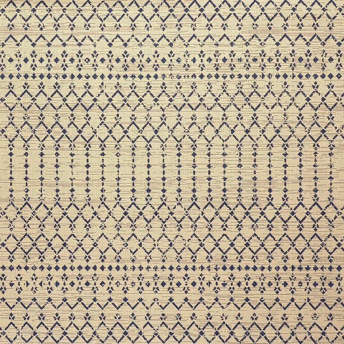 JONATHAN Y Moroccan Geometric Indoor Outdoor Square Area Rug 8X8 Beige/Navy - Image 8