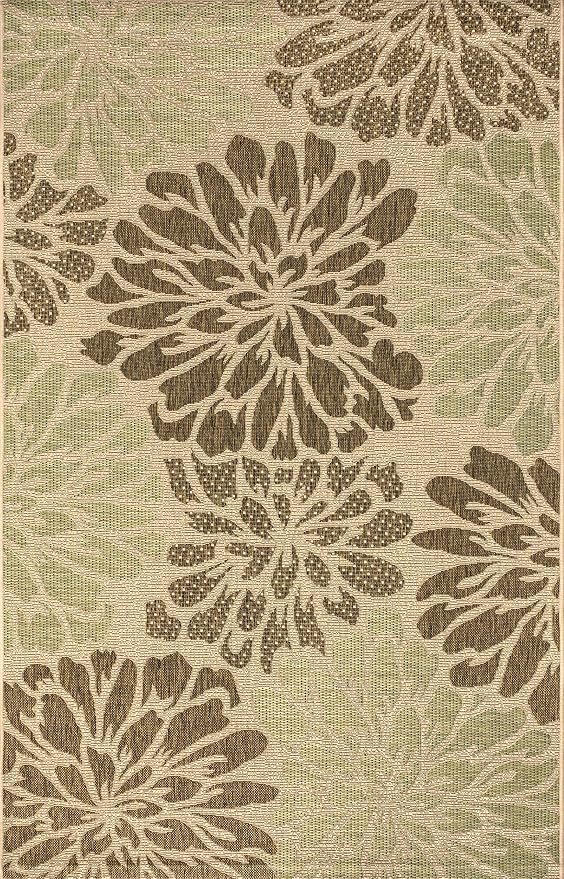 JONATHAN Y Floral Textured Weave Indoor Outdoor Area Rug 4X6 Sage/Brown - Image 2
