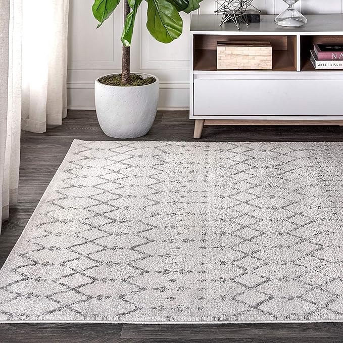 JONATHAN Y Boho Vintage Diamond Cream/Gray Indoor Area Rug 8X10 ft, Moroccan - Image 3