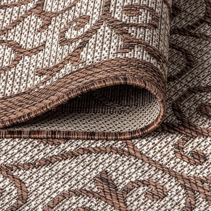 JONATHAN Y Vintage Filigree Indoor Outdoor Area Rug 9X12 Taupe/Espresso - Image 6