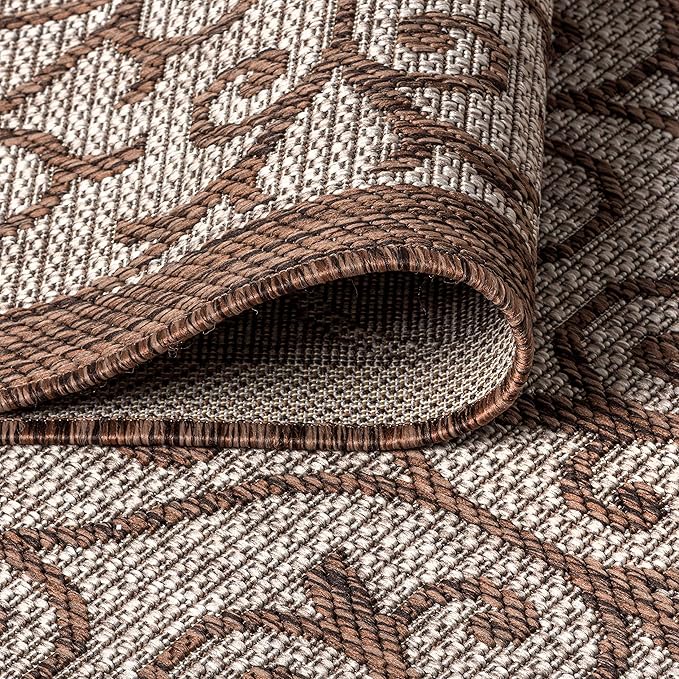 JONATHAN Y Vintage Filigree Indoor Outdoor Area Rug 8X10 Taupe/Espresso - Image 5