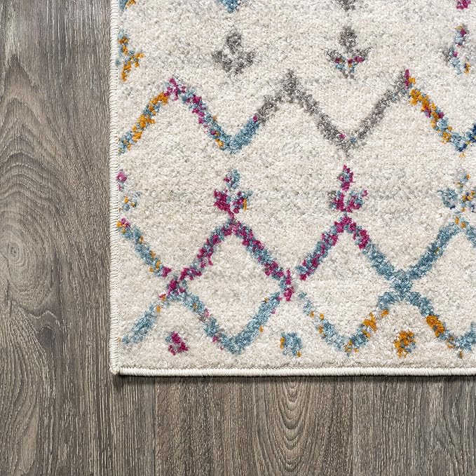 JONATHAN Y Boho Vintage Diamond Ivory/Multi Runner Rug 2X8 ft, Moroccan Hype - Image 5