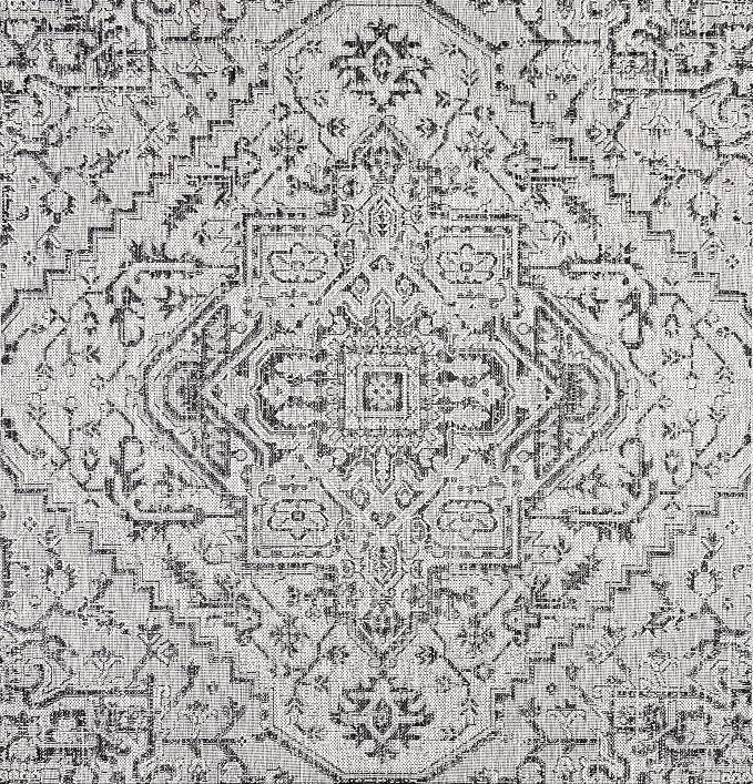 JONATHAN Y Boho Medallion Indoor Outdoor Square Area Rug 6X6 Black/Gray - Image 8